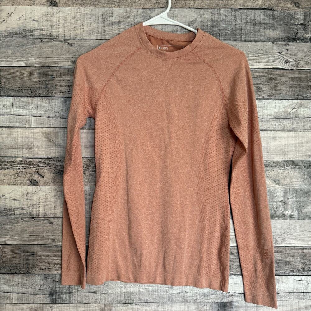 FIGS Women's Salta Seamless Underscrub Top Peach Long Sleeve XS
